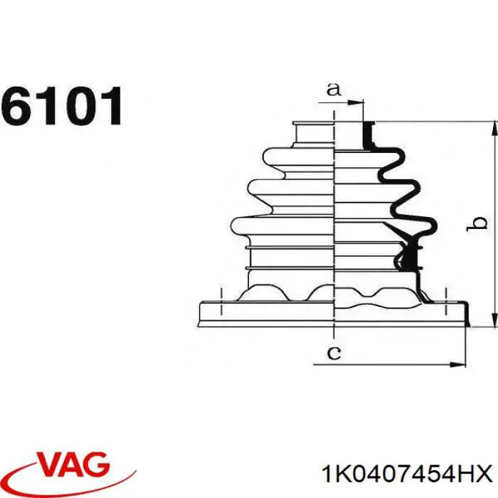 Піввісь передня, права VAG 1K0407454HX ціна, від 54.72 USD