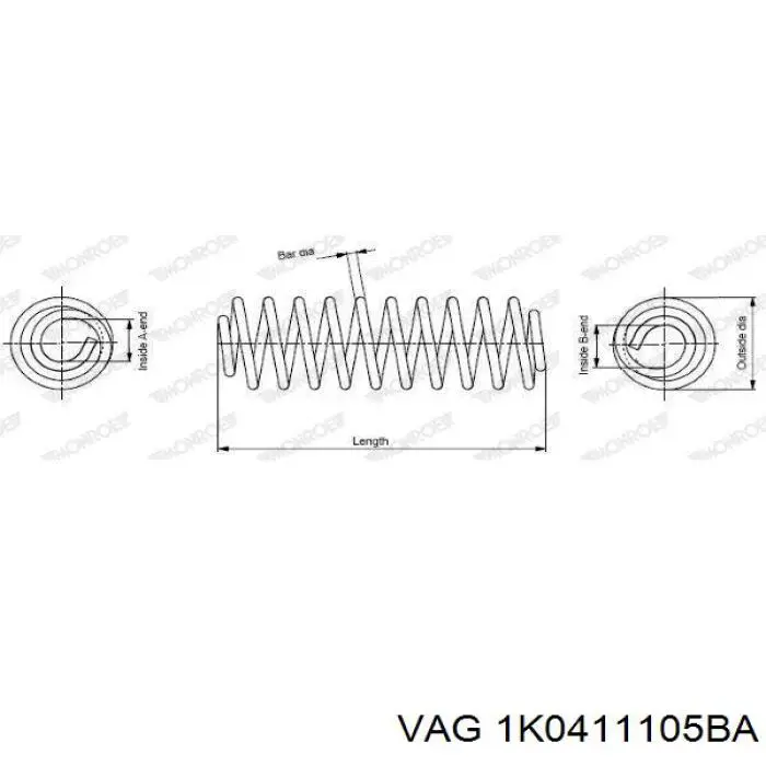 Пружина передньої підвіски VAG 1K0411105BA