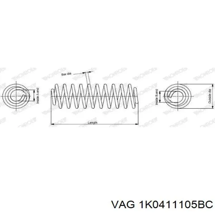 Пружина передня VAG 1K0411105BC ціна, від 18.20 USD