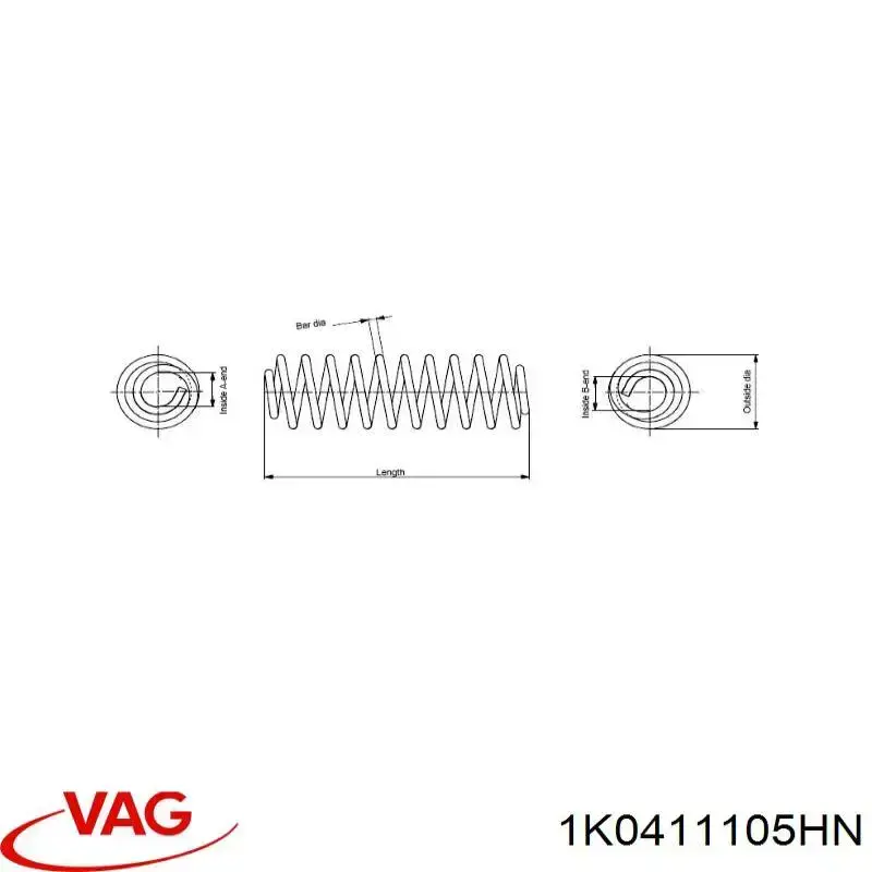 Пружина передня 1K0411105HN VAG