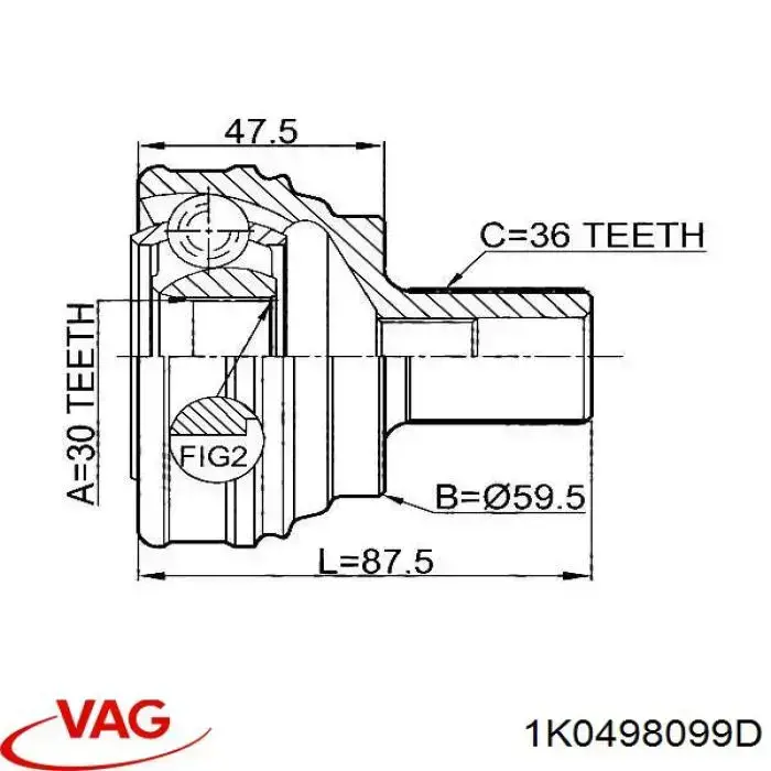 ШРУС зовнішній VAG 1K0498099D