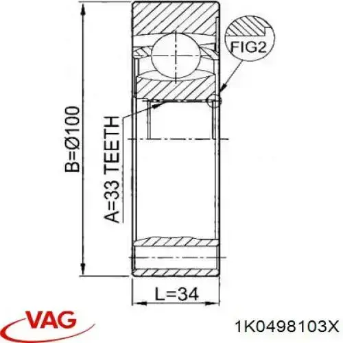 1K0498103X VAG ШРКШ внутрішній, передній, лівий