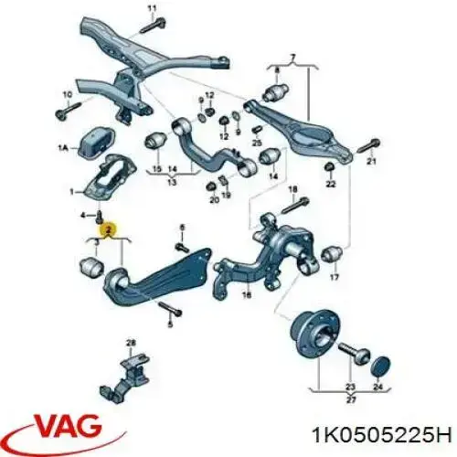 Купити 1K0505225H VAG Тяга поздовжня задньої підвіски, ліва
