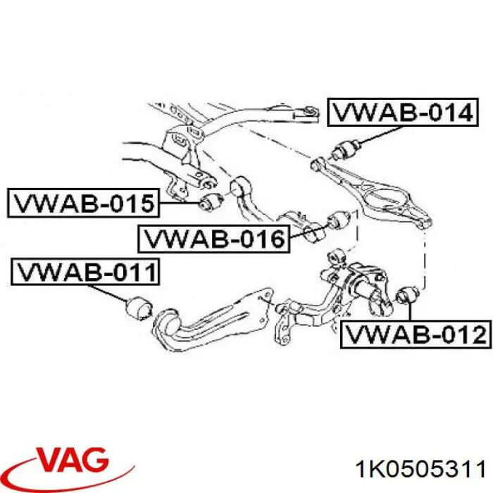Важіль задньої підвіски нижній, лівий/правий VAG 1K0505311 ціна, від 15.20 USD
