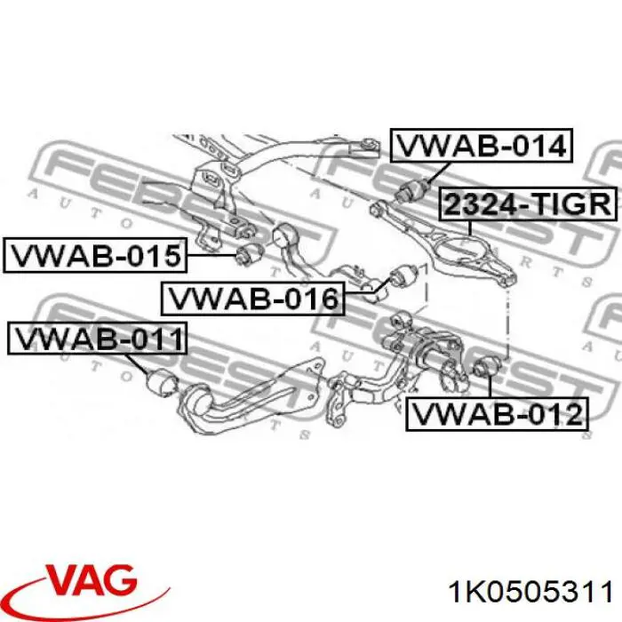 Купити 1K0505311 VAG Важіль задньої підвіски нижній, лівий/правий