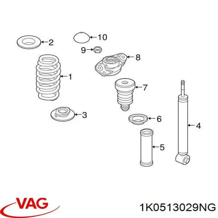 Купити 1K0513029NG VAG Стійка амортизатора задня