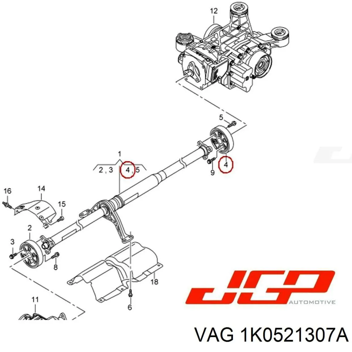 Муфта кардана еластична, задня VAG 1K0521307A ціна, від 206.46 USD