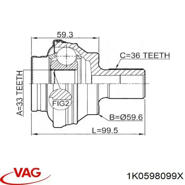 Граната зовнішня задня VAG 1K0598099X ціна, від 36.27 USD