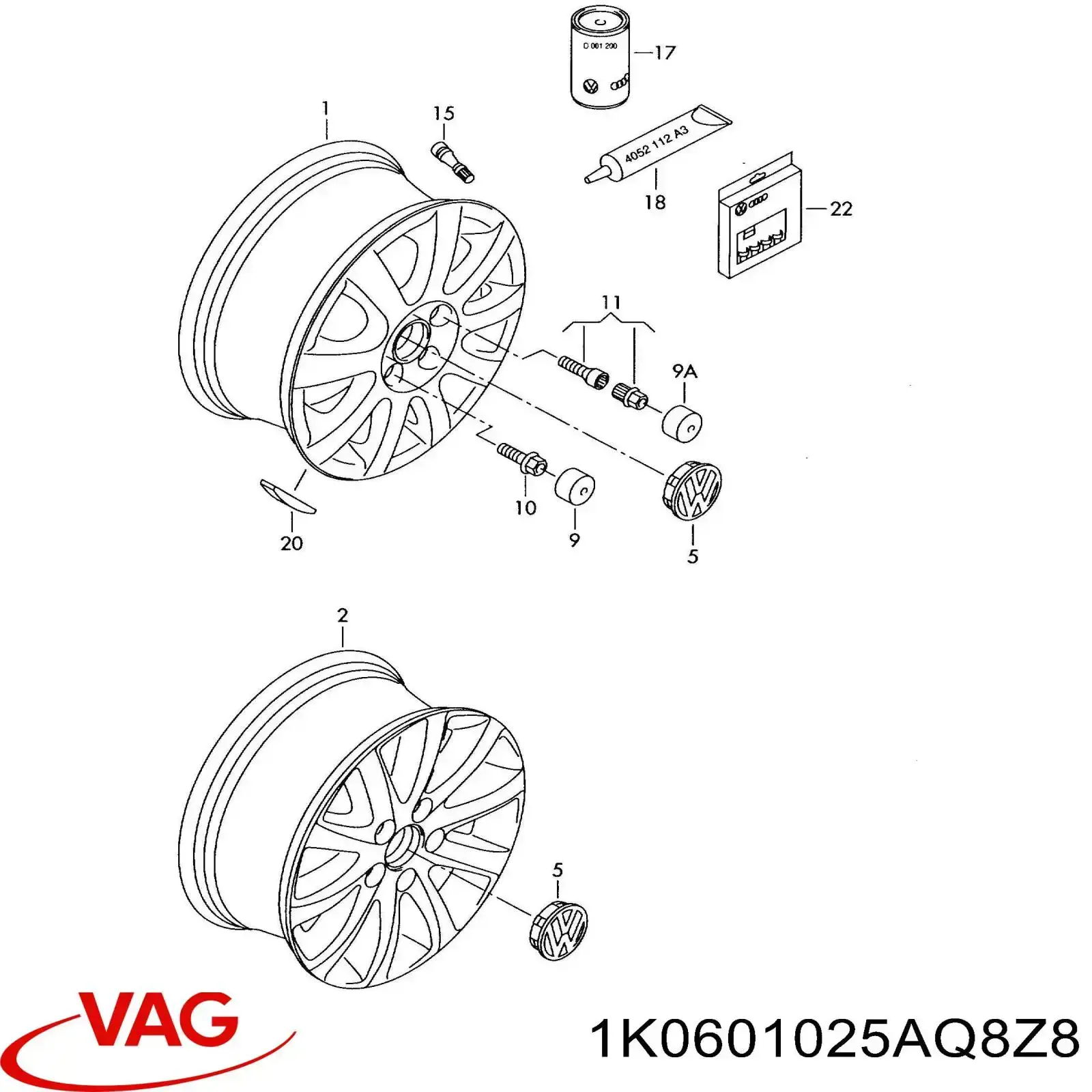 1K0601025BB8Z8 VAG Диски колісні литі (легкосплавні, титанові)