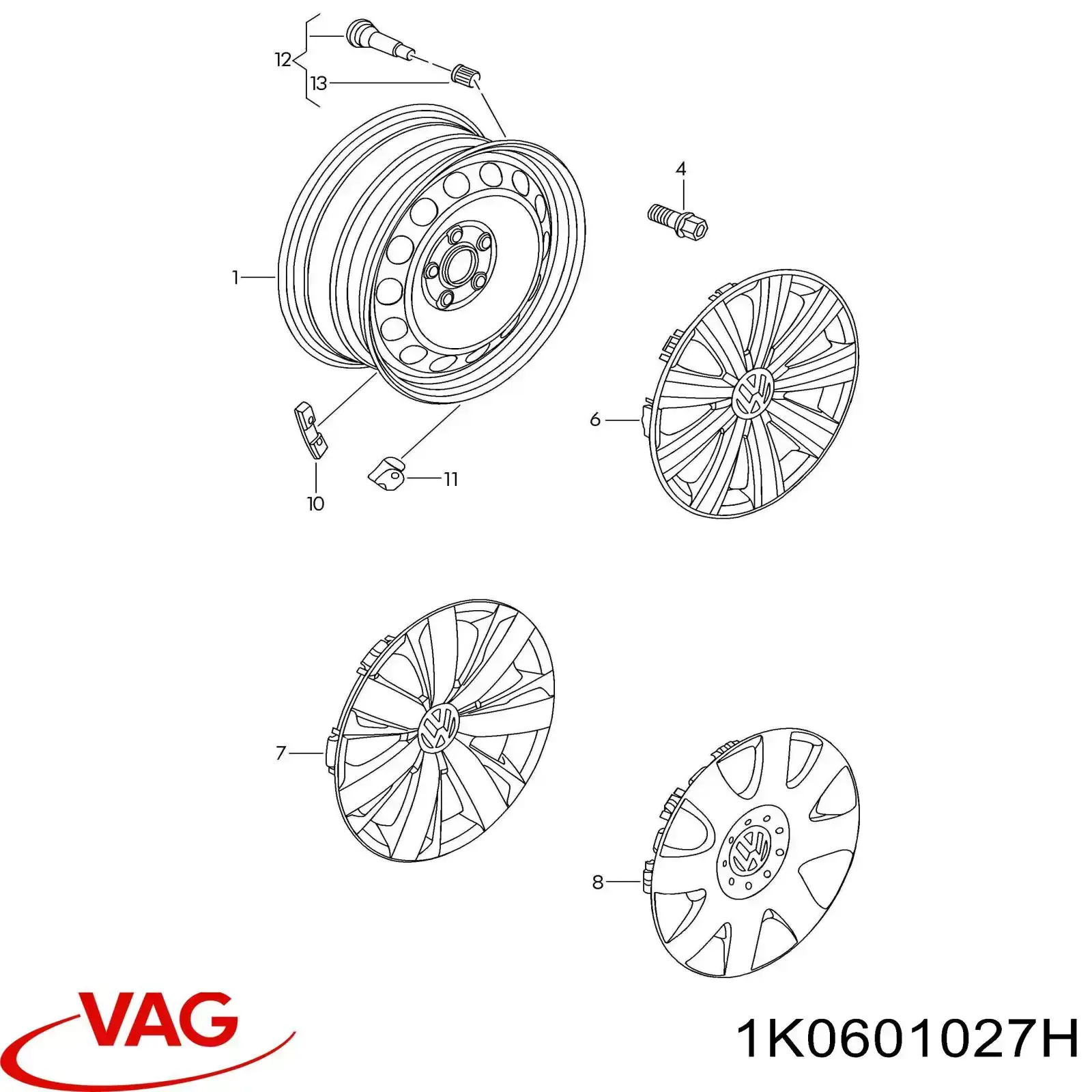 1K0601027H VAG Диски колісні (штамповані)