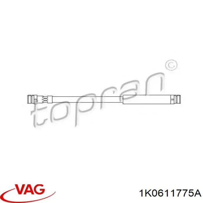 Шланг гальмівний задній VAG 1K0611775A ціна, від 5.80 USD