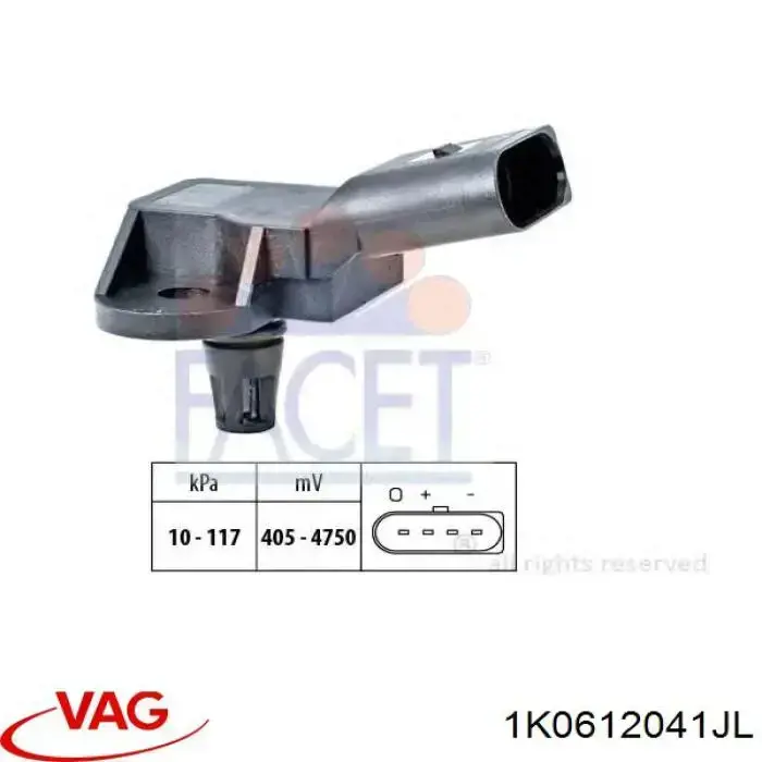 MAP сенсор VAG 1K0612041JL ціна, від 12.67 USD