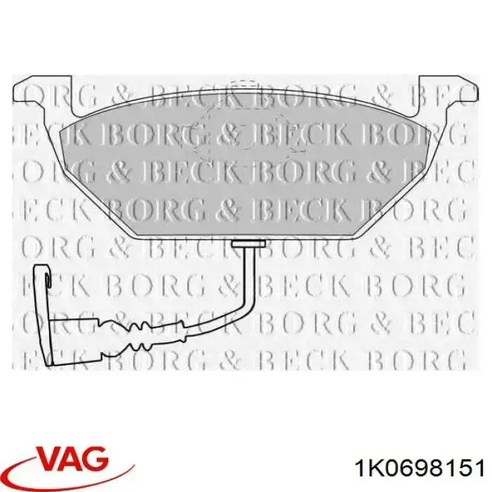 Гальмівні колодки VAG 1K0698151 ціна, від 25.85 USD