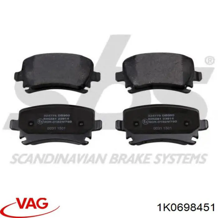 Задні гальмівні колодки VAG 1K0698451 ціна, від 24.51 USD