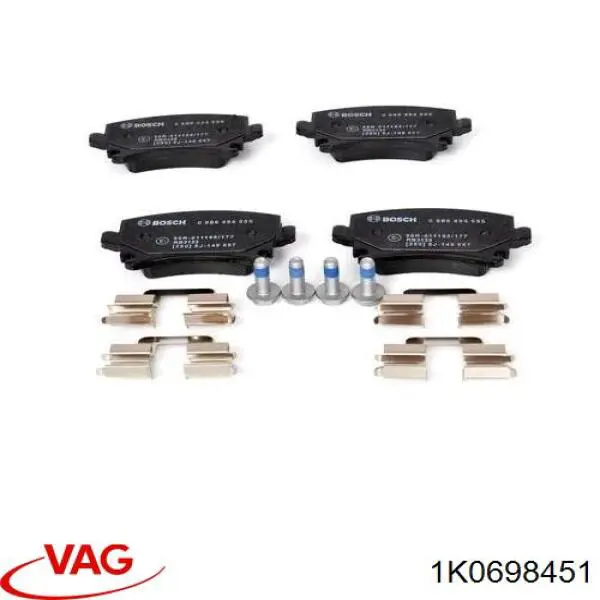 Купити 1K0698451 VAG Задні колодки
