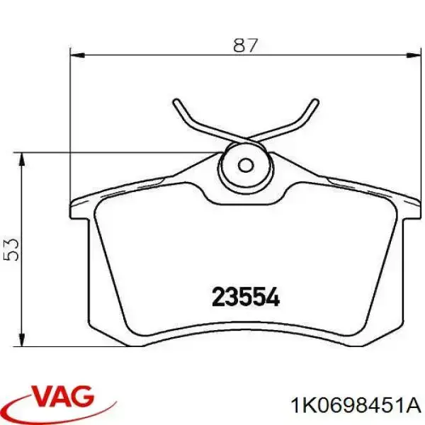 Задні гальмівні колодки VAG 1K0698451A ціна, від 29.62 USD