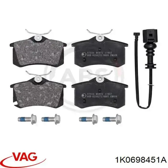 Купити 1K0698451A VAG Задні колодки