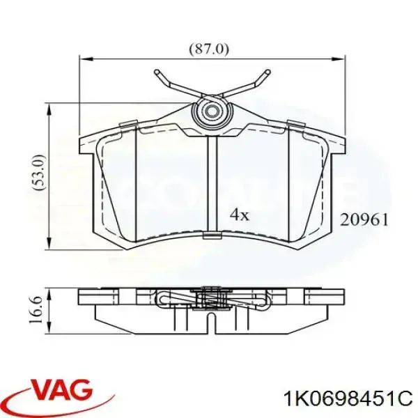 Задні дискові колодки VAG 1K0698451C