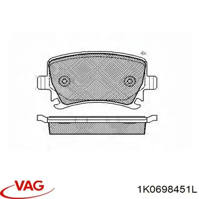 Купити 1K0698451L VAG Задні колодки
