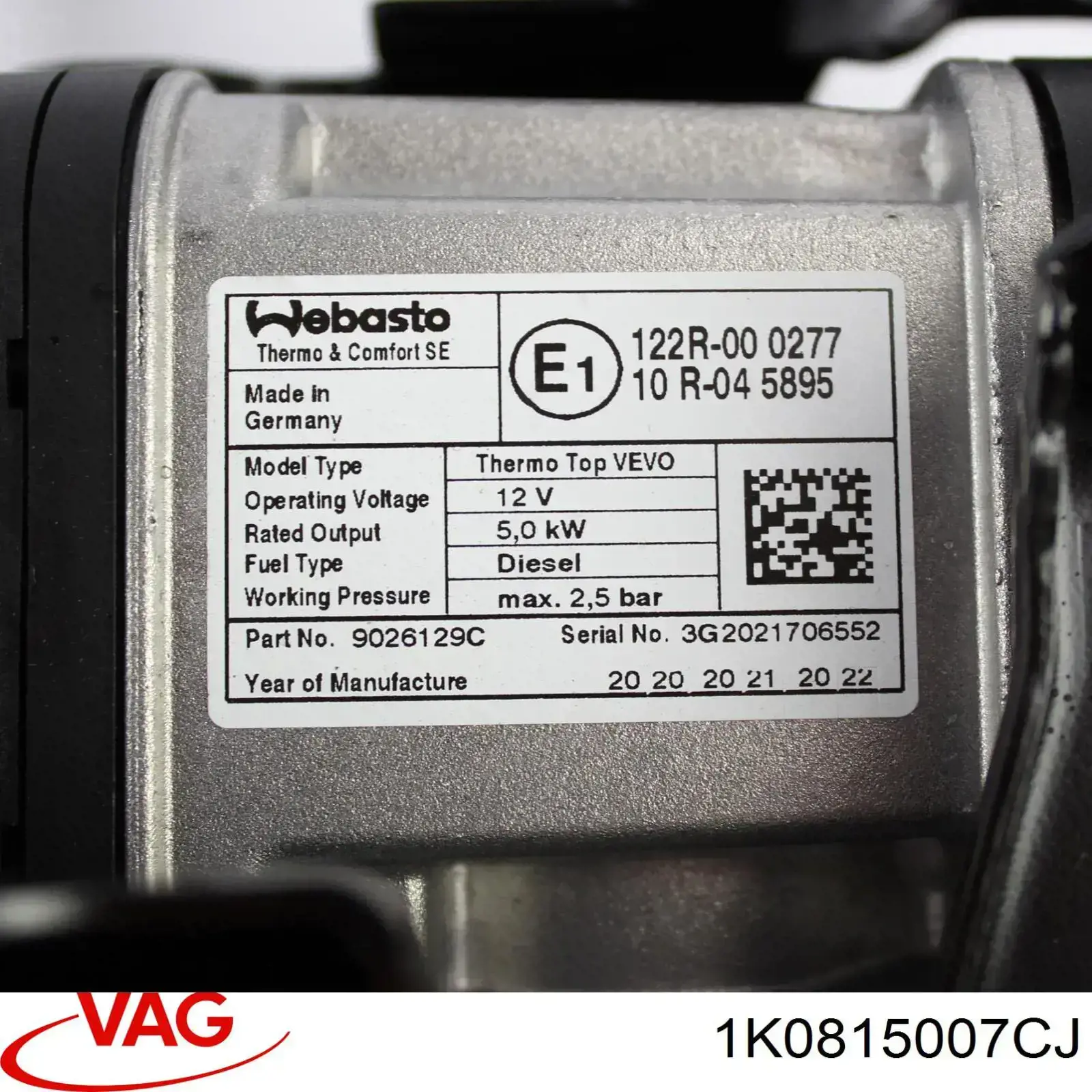 Купити 1K0815007CJ VAG Webasto