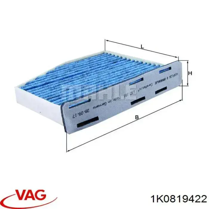 Фільтр повітряний обігрівача VAG 1K0819422 ціна, від 8.01 USD