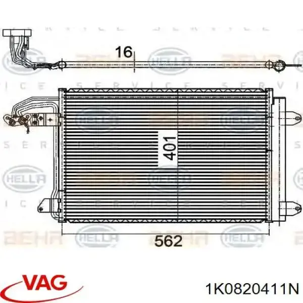 Радіатор кондиціонера 1K0820411N VAG