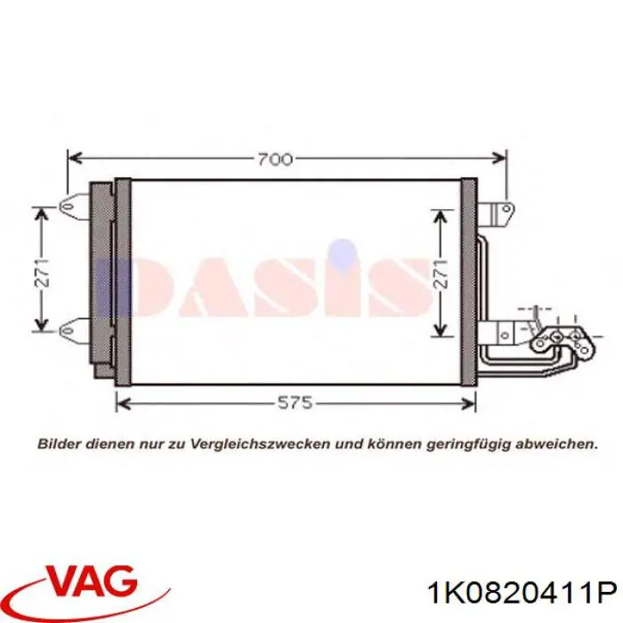 Конденсатор кондиціонера VAG 1K0820411P ціна, від 38.94 USD