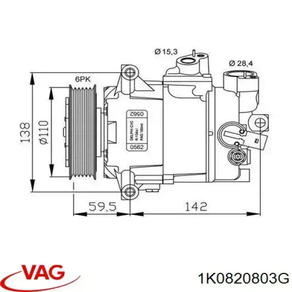 1K0820803G VAG Компресор холодоагенту