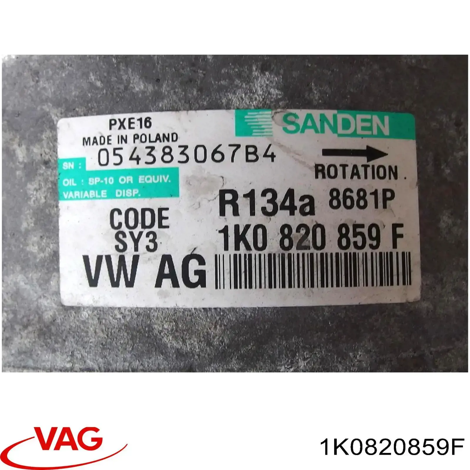 Компресор кондиціонера 1K0820859F VAG