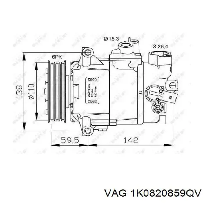 Компресор кондиціонера 1K0820859QV VAG