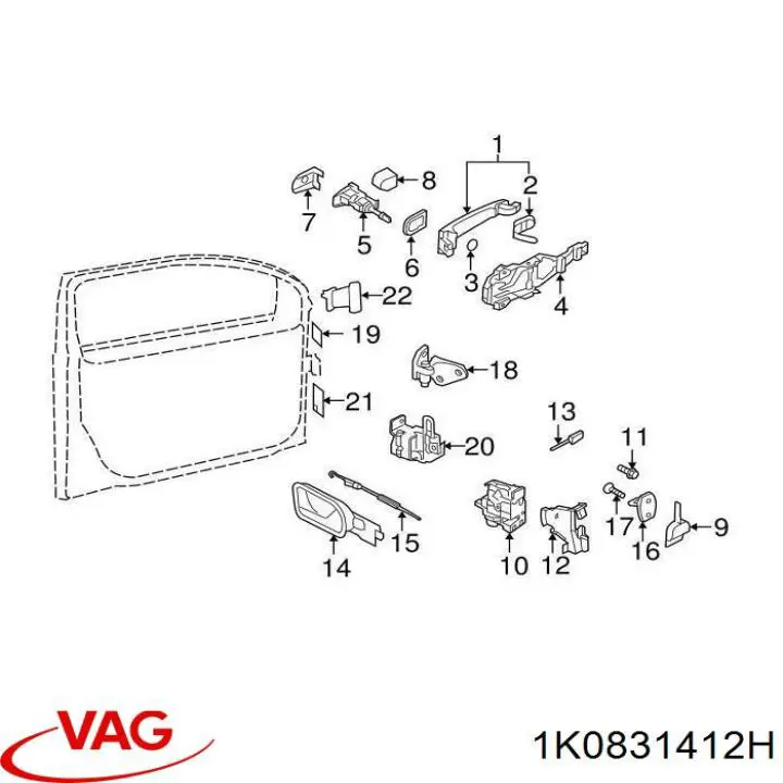 Петля передніх дверей права VAG 1K0831412H ціна, від 12.64 USD