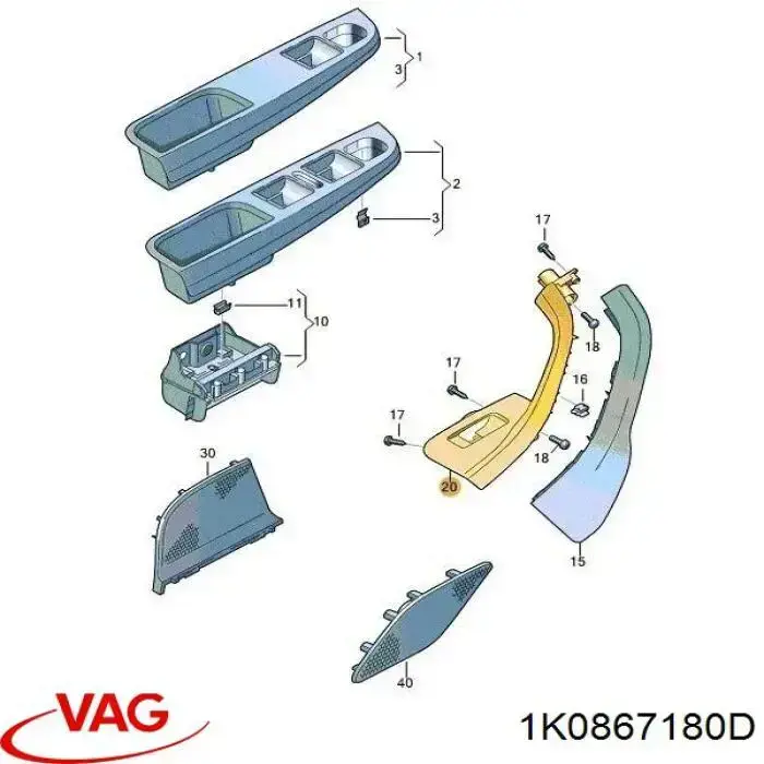  VAG 1K0867180D ціна, від 17.78 USD