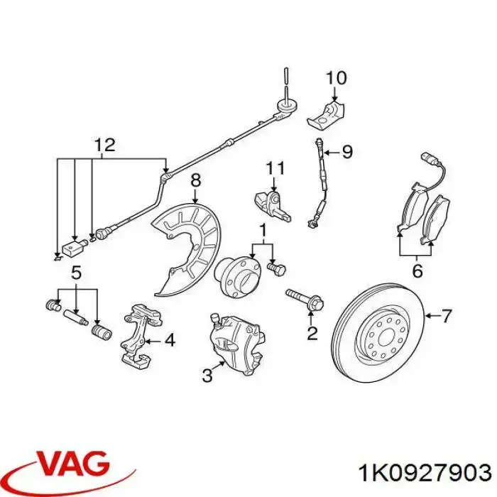Купити 1K0927903 VAG Датчик АБС (ABS) задній