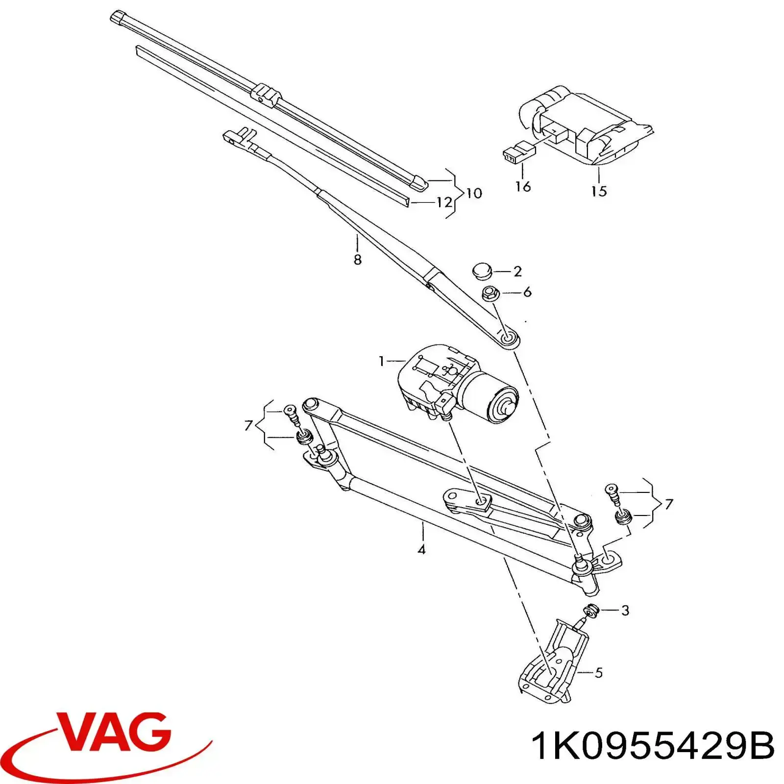 Купити 1K0955429B VAG Гумка склоочисника водійська
