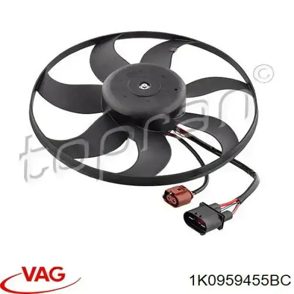 Купити 1K0959455BC VAG Електровентилятор охолодження в зборі (двигун + крильчатка), лівий