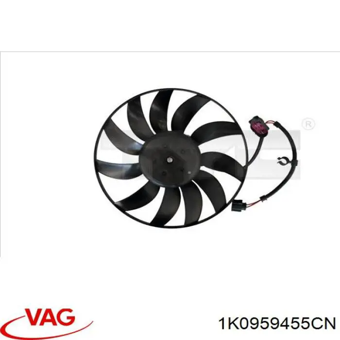Купити 1K0959455CN VAG Електровентилятор охолодження в зборі (двигун + крильчатка), лівий