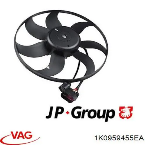 Купити 1K0959455EA VAG Електровентилятор охолодження в зборі (двигун + крильчатка), лівий