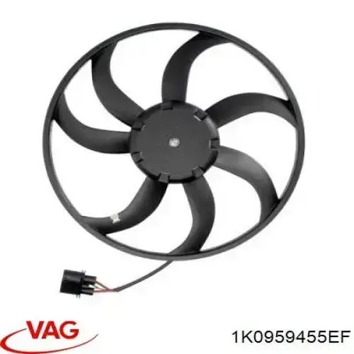 Купити 1K0959455EF VAG Електровентилятор охолодження в зборі (двигун + крильчатка), лівий