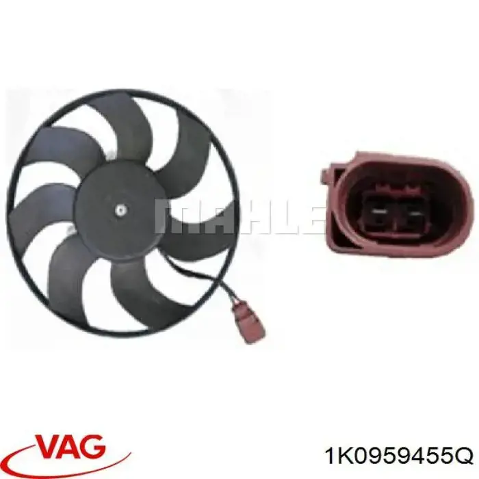 Купити 1K0959455Q VAG Електровентилятор охолодження в зборі (двигун + крильчатка), правий