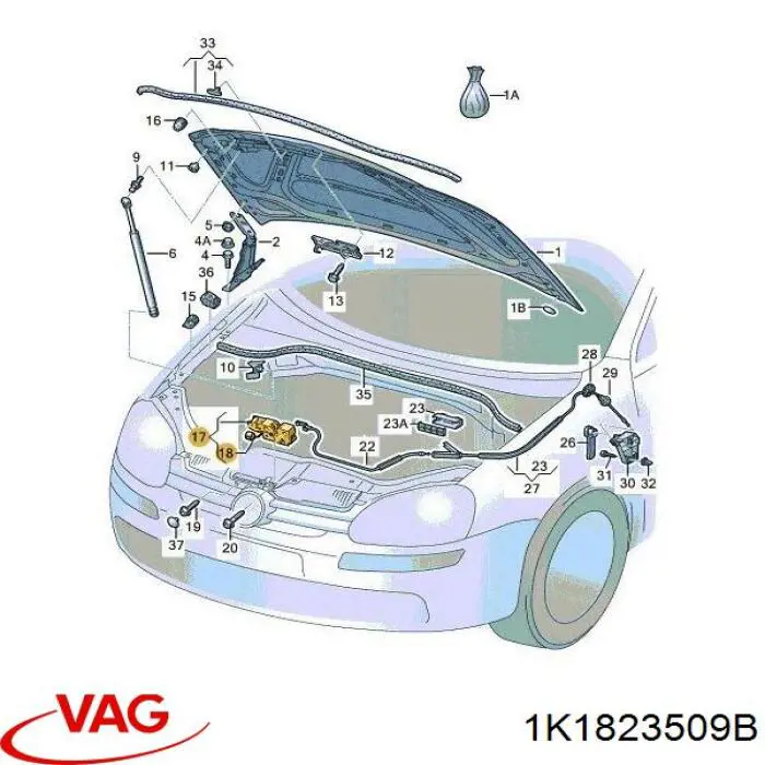 Купити 5M1823503 VAG Замок капота