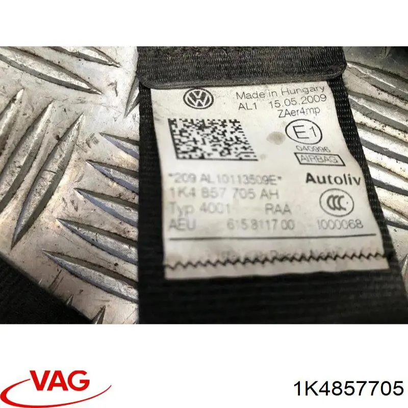 1K4857705 VAG Пасок безпеки передній лівий