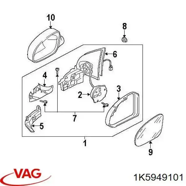 Покажчик повороту дзеркала, лівий 1K5949101 VAG