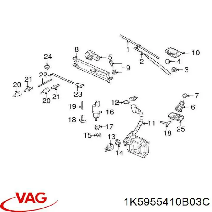 Ричаг склоочисника VAG 1K5955410B03C ціна, від 11.40 USD