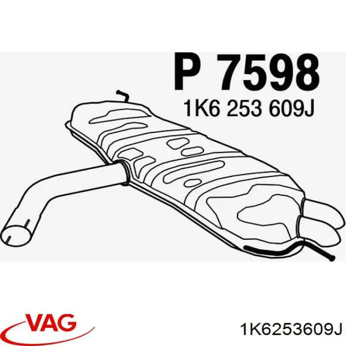 Вихлопна труба VAG 1K6253609J ціна, від 214.57 USD