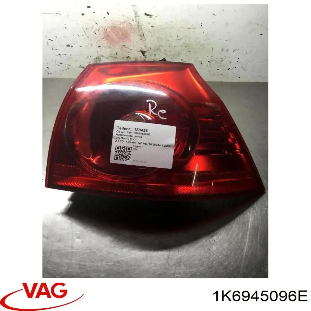 Ліхтар задній правий, зовнішній 1K6945096E VAG