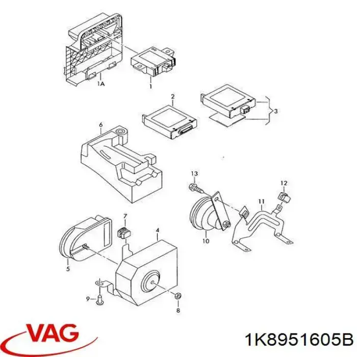 Сирена протиугінною системи VAG 1K8951605B ціна, від 11.40 USD