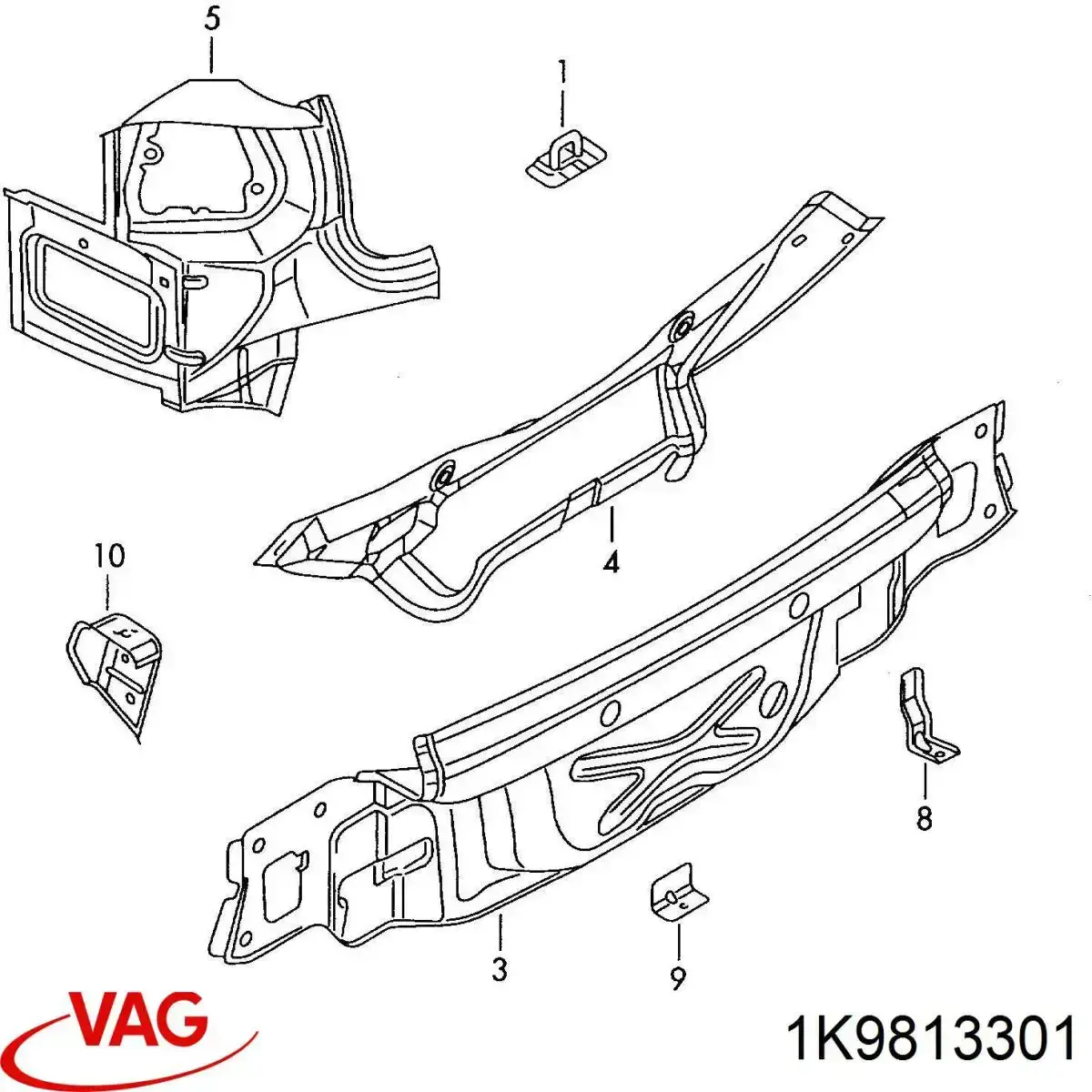  Панель задня, багажного відсіку Volkswagen Golf 6