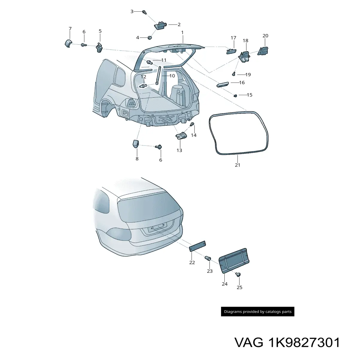 Завіса задніх дверей, ляди VAG 1K9827301 ціна, від 3.31 USD