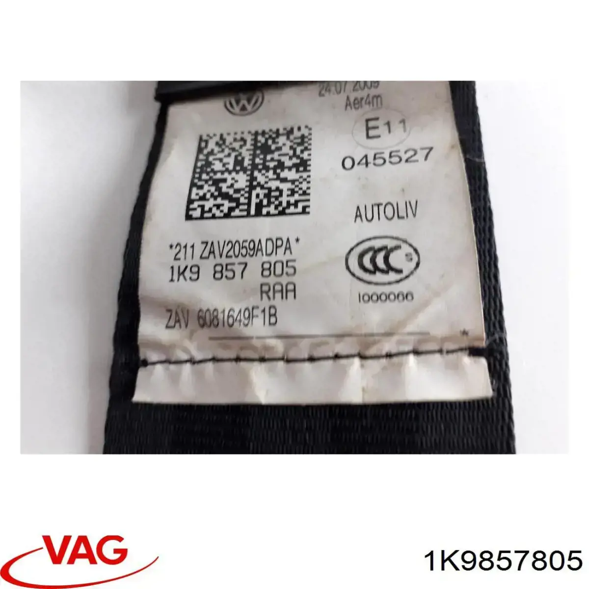 1K9857805 VAG Пасок безпеки задній лівий