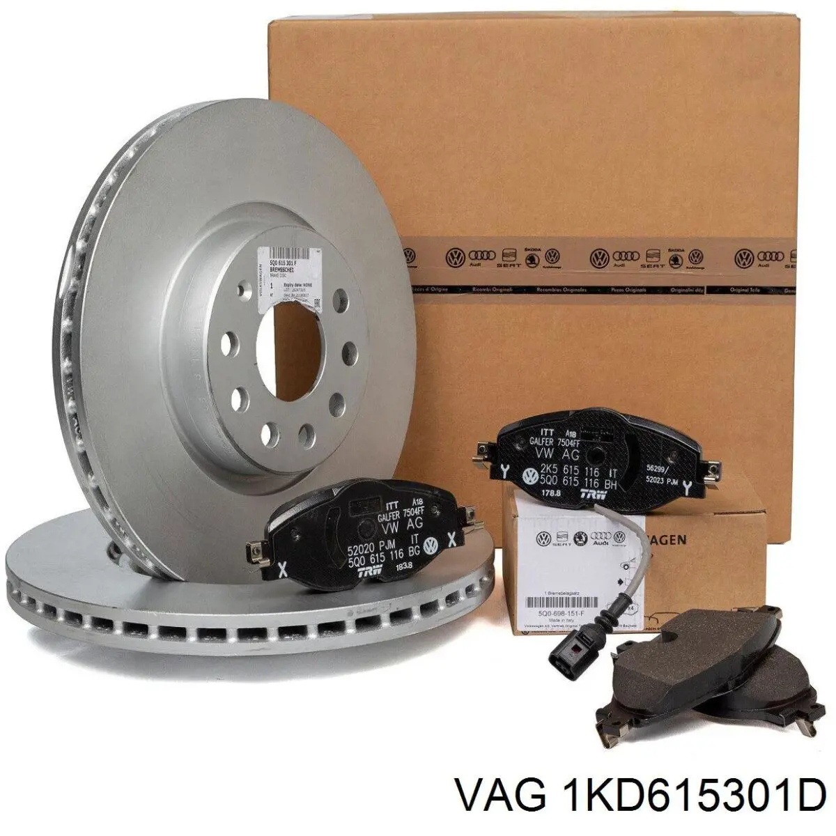 Ремкомплект передніх гальм 1KD615301D VAG